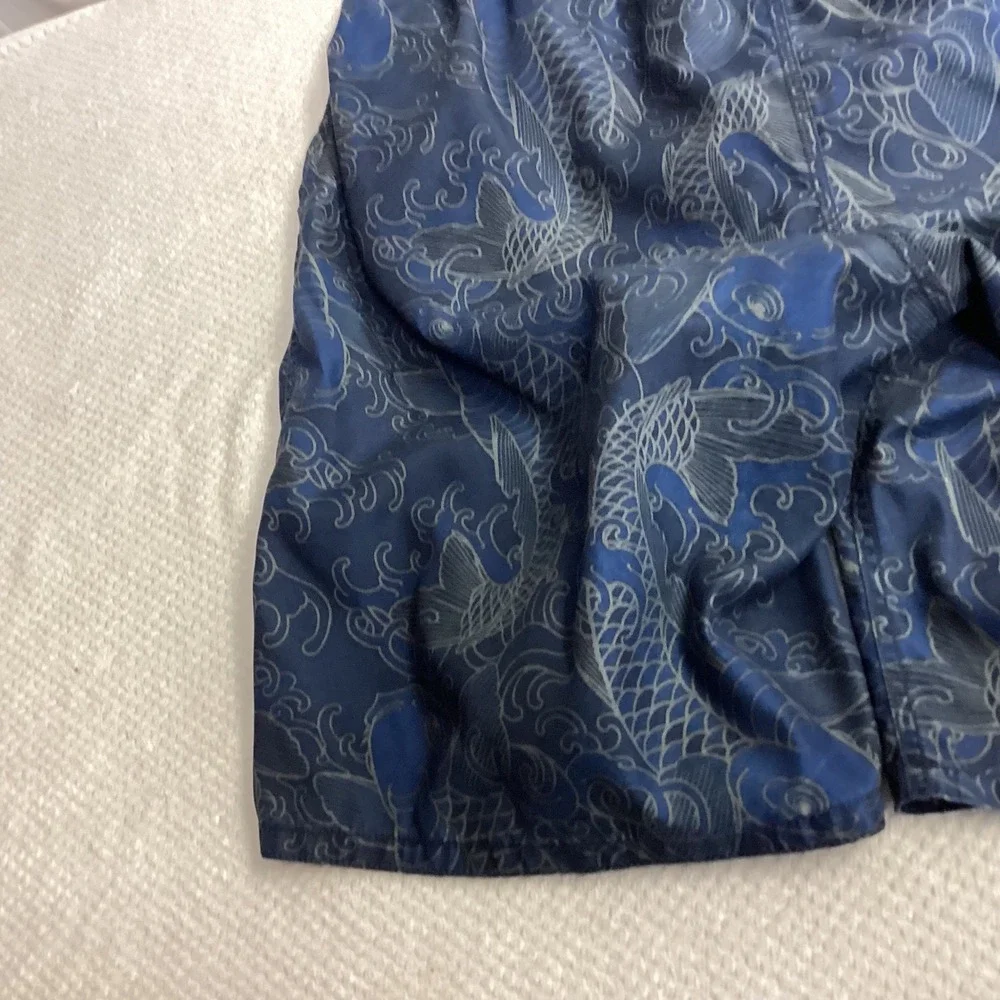 Old Navy Swim Trunks Koi Fish Print Elastic‎ Tie Waist Blue Gray Mens XL Liner